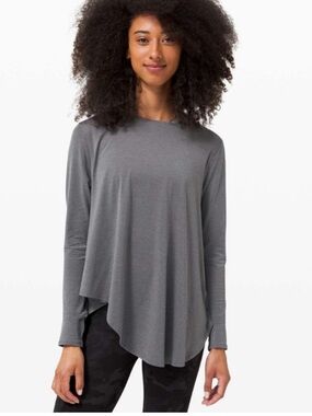 Lululemon Lifted Balance Long Sleeve Heathered Titanium size 4 Swing Top